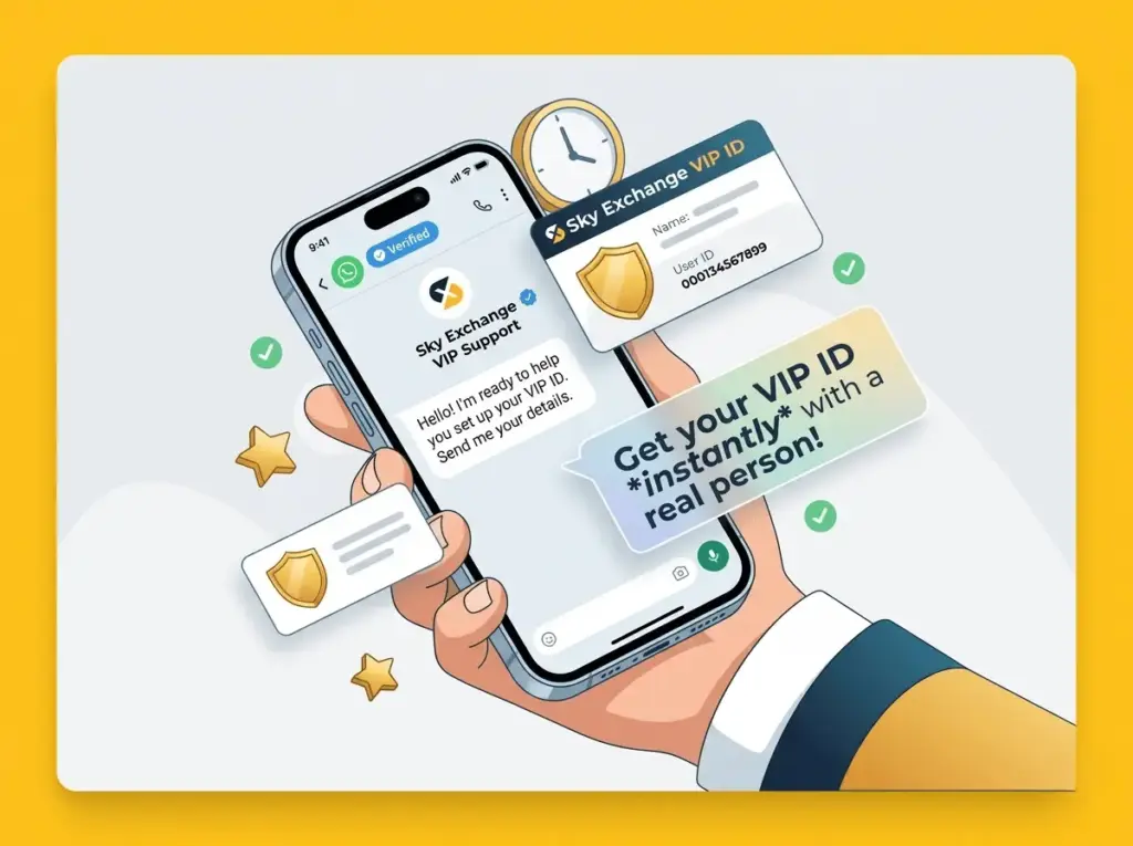Get your Sky Exchange VIP ID instantly through Sky Exchange VIP WhatsApp support.