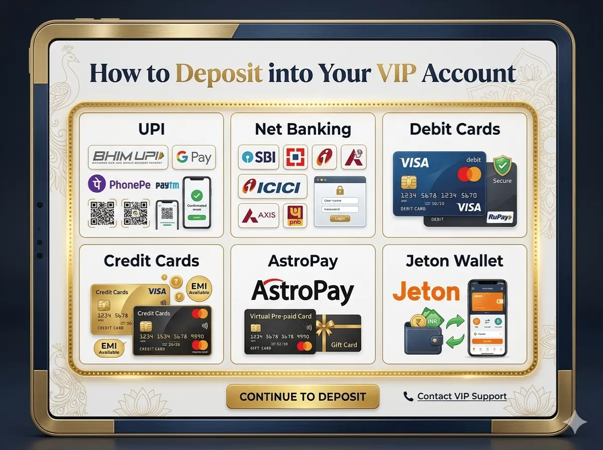 Learn how to deposit funds into your Sky Exchange VIP account using secure payment methods for quick access to betting, gaming, and VIP member features.
